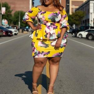 Floral Plus peplum dress